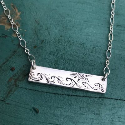 Sun and Sea Fine Silver Bar Necklace made from Recycled Fine Silver
