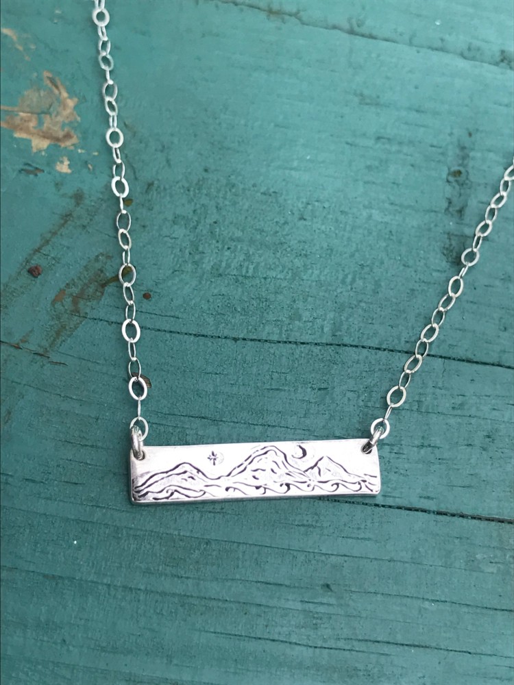 Custom Crafted Fine Silver Mountain Moons Mama Necklace