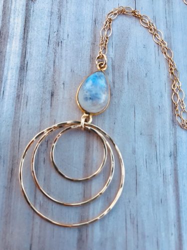 Rainbow Moonstone TRI Necklace Hand Crafted Fine Jewelry