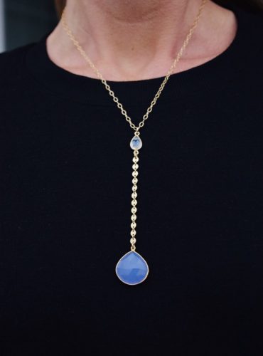 Chalcedony and Rainbow Moonstone Waterfall Necklace