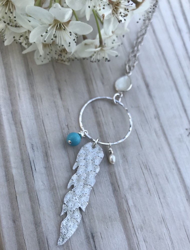 Sterling Silver Feather Dream catcher Necklace